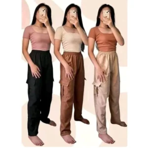 Cargo Pants/Taslan Fabric Jogger Pants with 2 pocket Free size - Image 3