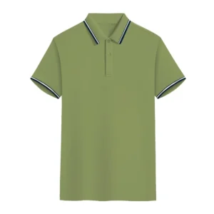 Unisex stripe polo shirt multiple color stand neck striped collar golf polo shirt for women men - Image 2
