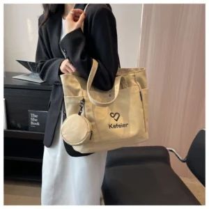 Yco Travel Large Luxury Women's Canvas Cotton Tote Bags With Compartments - Image 2
