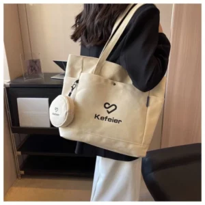 Yco Travel Large Luxury Women's Canvas Cotton Tote Bags With Compartments - Image 4